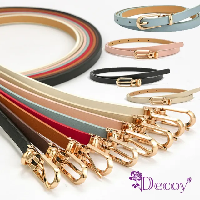 【Decoy】糖果馬卡龍＊橢圓金扣時尚細皮帶(4色可選)
