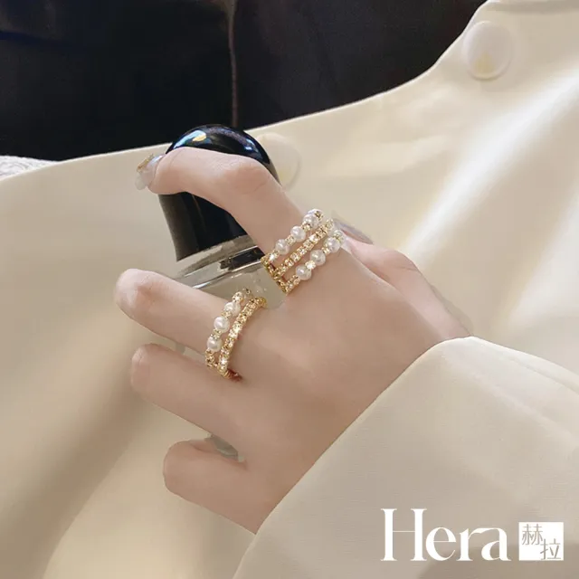 【HERA 赫拉】ll現貨ll韓版奢華開口可調珍珠水鑽食指戒指-2款(飾品)