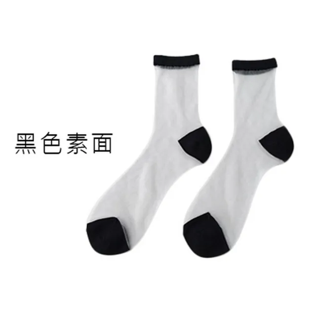 【OT SHOP】女款日系黑白色系透膚絲襪 玻璃襪 中筒襪 M1119(日系 百搭學院風 透視襪 中筒薄款襪子)