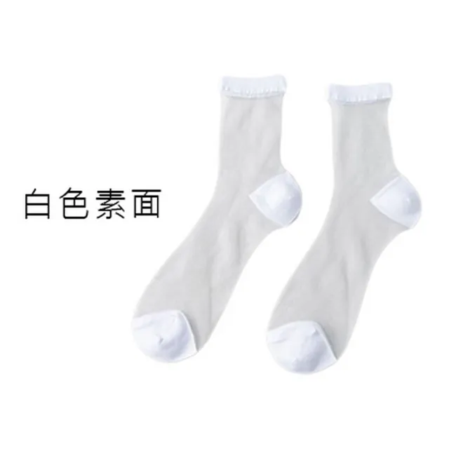 【OT SHOP】女款日系黑白色系透膚絲襪 玻璃襪 中筒襪 M1119(日系 百搭學院風 透視襪 中筒薄款襪子)