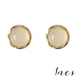 【INES】韓國設計S925銀針復古溫柔圓潤寶石耳環