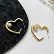 【00:00】韓國設計S925銀針簡約愛心線條珍珠耳環