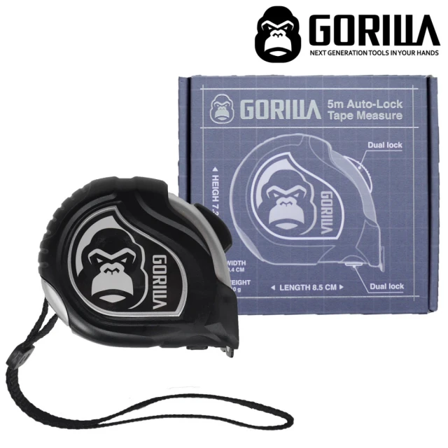 【GORILLA 紳士質人手工具】銀灰雙面文公尺捲尺(五公尺自動煞車捲尺)