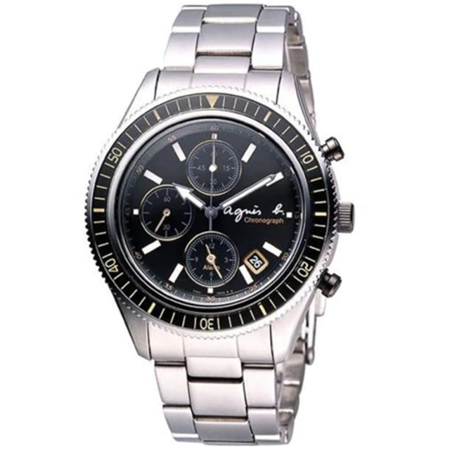 【agnes b.】法式時尚都會三眼計時腕錶-40mm(7T62-0JX0D/BF3002P1)