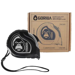 【GORILLA 紳士質人手工具】銀灰雙面公英制捲尺(五公尺自動煞車捲尺)