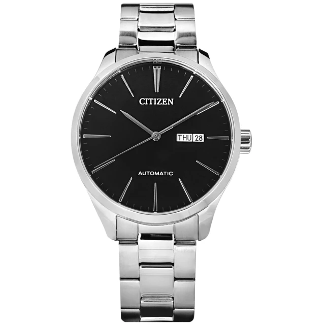 【CITIZEN 星辰】簡約紳士 機械錶 自動上鍊 星期日期 不鏽鋼手錶 黑色 40mm(NH8350-83E)