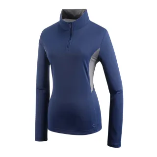 【Mountneer 山林】女 透氣排汗長袖上衣-深藍 31P32-88(半開襟/立領上衣/薄長袖/吸濕排汗)