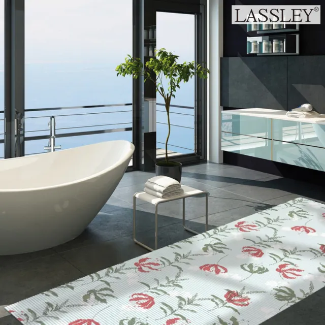 【LASSLEY】2入多功能印花防滑墊65x90cm地墊止滑墊(加厚 鏤空 軟墊 置物墊 防摔墊)