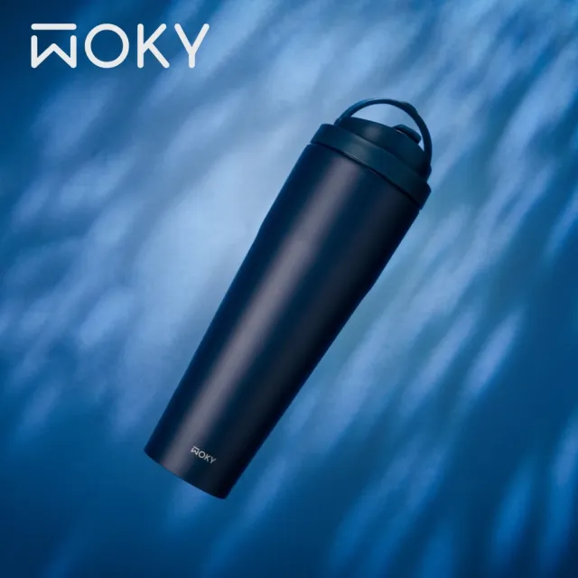 【WOKY 沃廚】手提激凍輕芯鈦瓷易潔層保溫杯1000ml(內附吸管/保溫瓶)