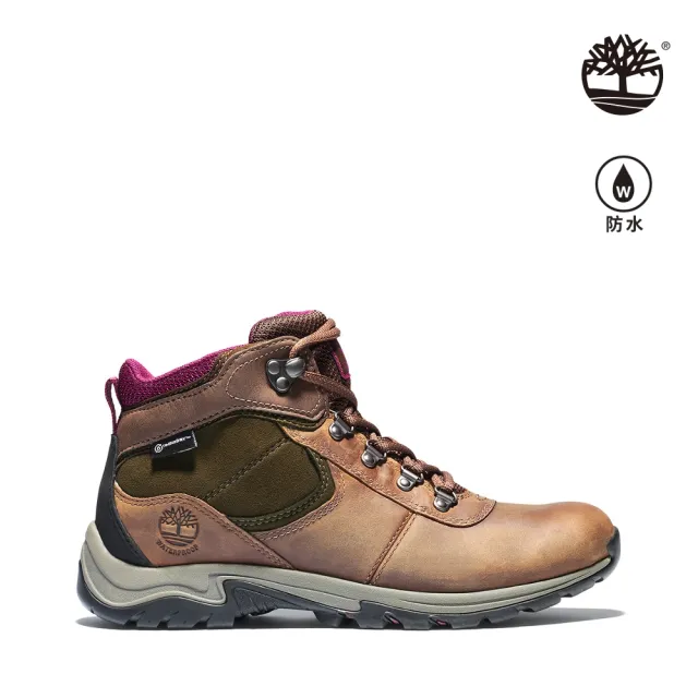 Timberland】女款深棕色全粒面皮革中筒防水健行鞋(A1Q52254) - momo