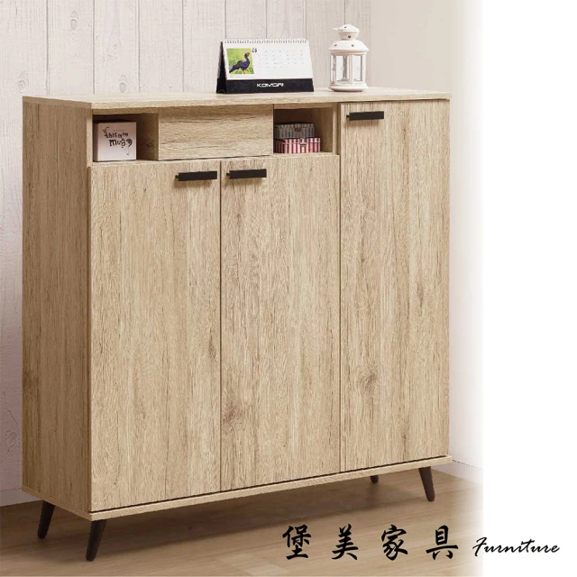 【PB FURNITURE 堡美家具】威力橡木4尺鞋櫃(內附隔板/收納櫃/置物櫃)