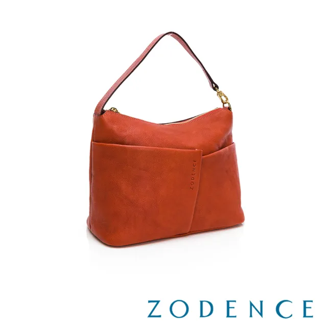 【ZODENCE 佐登司】NUR義大利植鞣革手提斜背包(橘紅)
