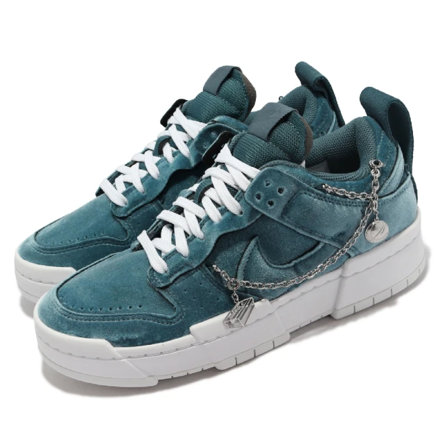 NIKE 耐吉 Wmns Dunk Low Disrupt 女鞋 男鞋 基本款 解構 質感 絨布 球鞋穿搭 藍綠 白(DO5219-010)