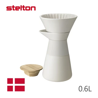 【Stelton】Theo/石陶滴漏式咖啡壺(附竹蓋/白)