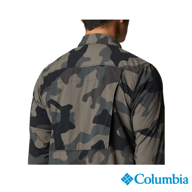 【Columbia 哥倫比亞 官方旗艦】男款- Omni-Wick 快排防曬40襯衫-黑迷彩(UAE53340BQ / 排汗.防曬.機能)