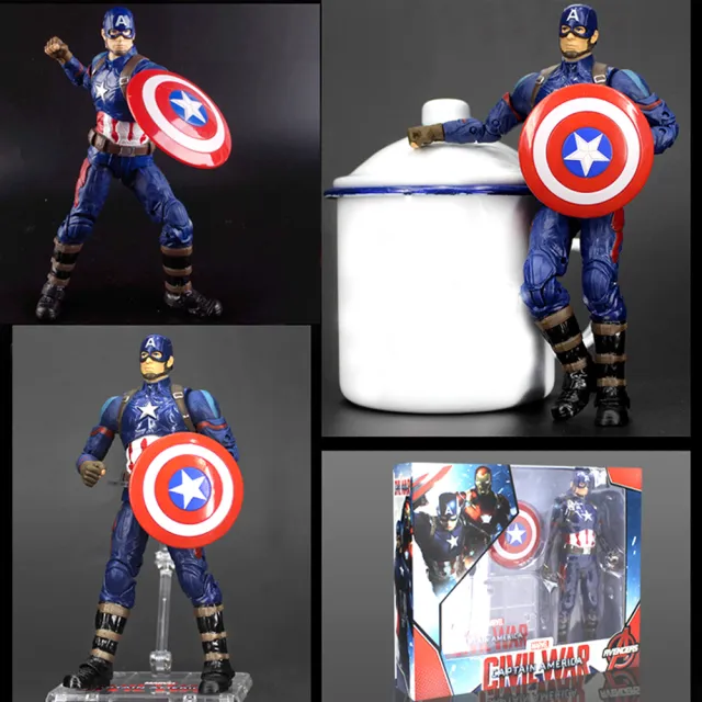 【TDL】漫威英雄美國隊長模型玩具公仔關節可動玩偶附展示架 689018(復仇者聯盟 平輸品)