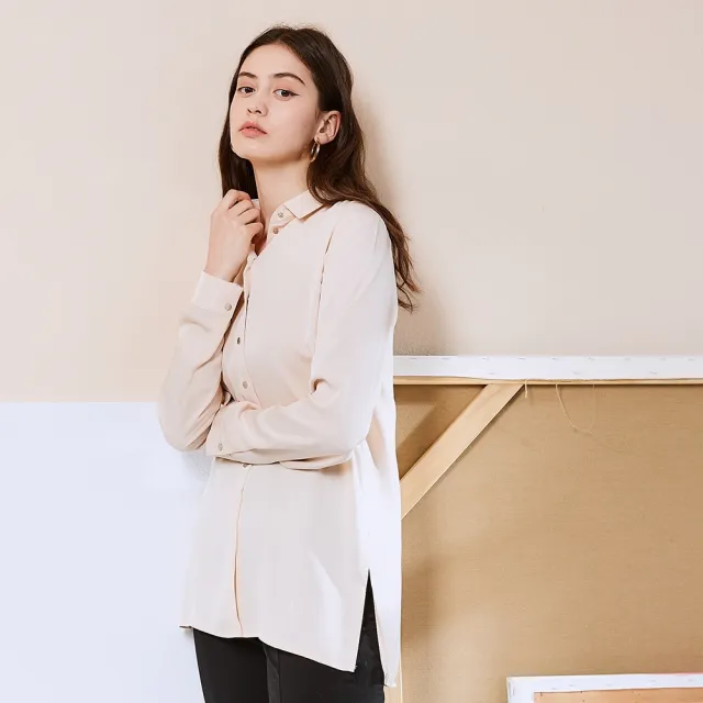 【ICHE 衣哲】Cop.Copine 法國原裝進口開衩設計簡約造型上衣