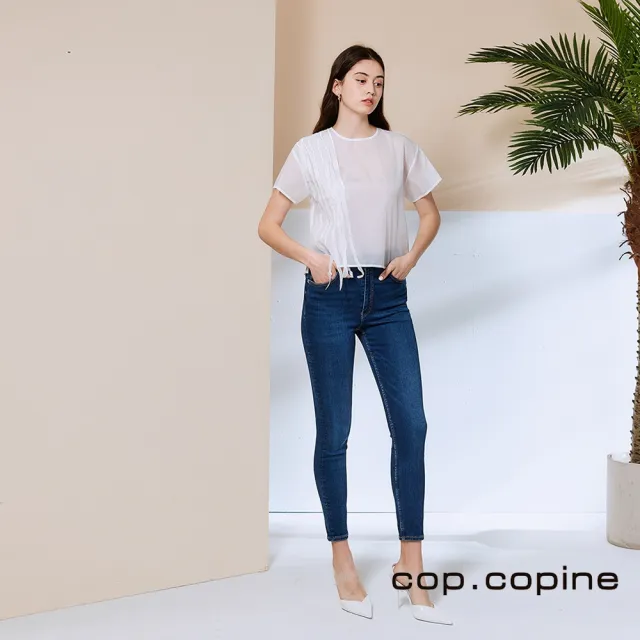 【ICHE 衣哲】Cop.Copine 法國原裝進口紡紗透視感造型上衣-兩穿-珍珠白