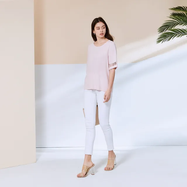 【ICHE 衣哲】Cop.Copine 法國原裝進口簍空設計五分袖造型上衣