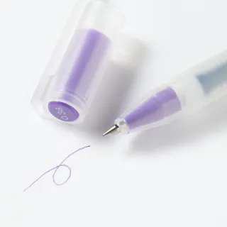 【MUJI 無印良品】自由換芯附蓋膠墨筆/紫0.38mm