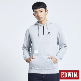 【EDWIN】男裝 EFS 反光拉鍊連帽T恤(淺灰色)