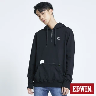 【EDWIN】男裝 EFS 反光拉鍊連帽T恤(黑色)