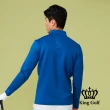 【KING GOLF】速達-男款菱形印圖小立領拉鍊厚款長袖POLO衫/高爾夫球衫(藍色)