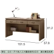 【唯熙傢俱】唯樂灰橡色5尺書桌(書房 書桌 辦公桌 電腦桌 抽屜書桌)