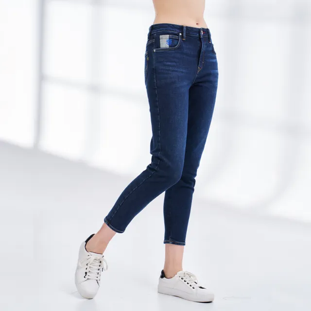 【Lee】出清品-女裝 牛仔褲 / 磨毛 413 合身高腰小直筒 深藍洗水 / 101+ 系列(LL210287170)