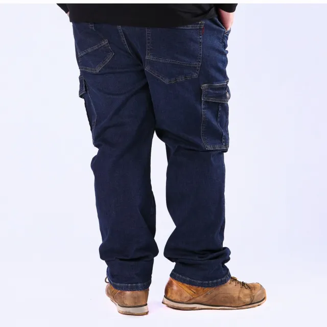 【MAXON 馬森大尺碼】深藍多口袋輕刷彈性牛仔工作褲38~48腰(17740-58)