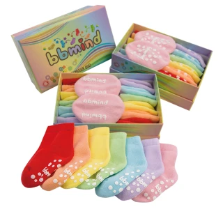 【Familidoo 法米多】bbmind 彩虹寶寶襪7入禮盒(春夏款嬰兒襪禮盒 台灣製)