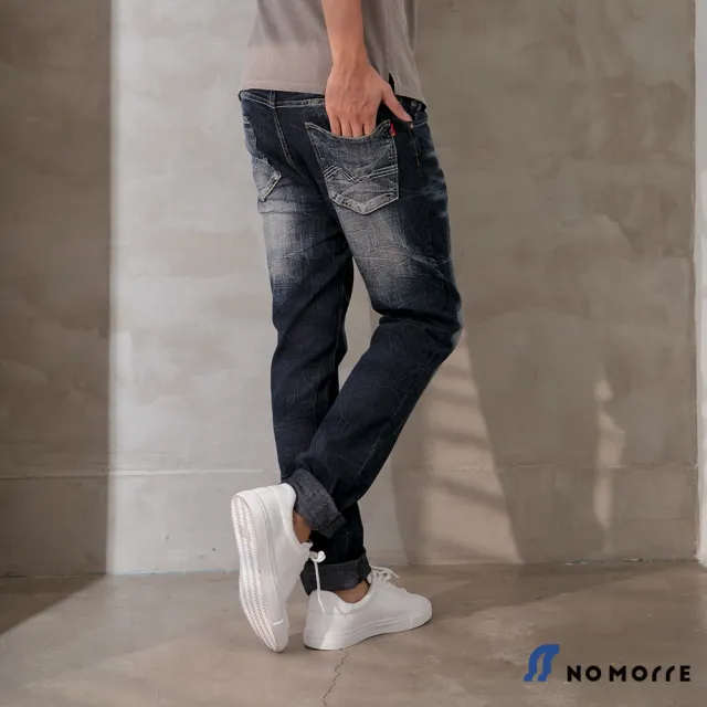 【NoMorre】台灣現貨 滿額 牛仔褲 直筒褲 彈力 復古 刷色 皺摺 男裝 M-4L #3753(藍色)