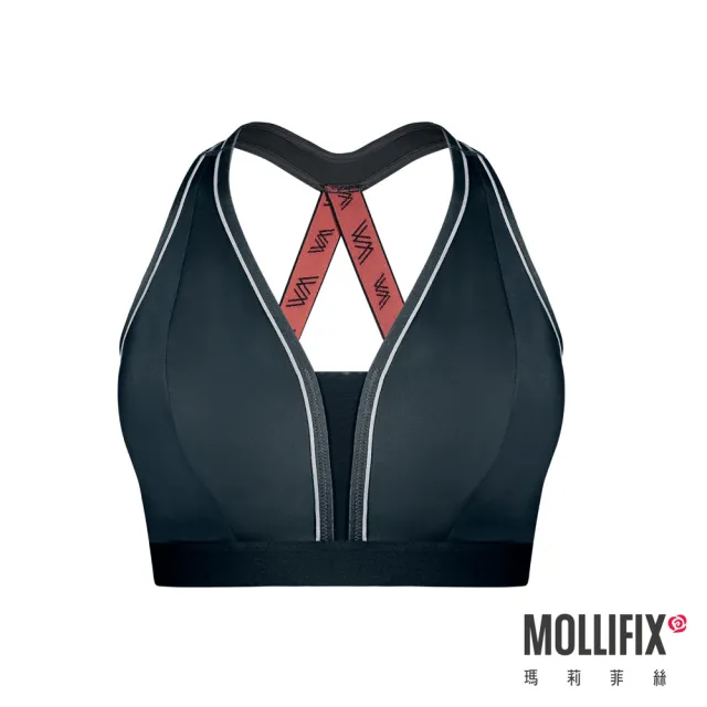 【Mollifix 瑪莉菲絲】TRULY 高強度V領美背運動內衣、瑜珈服、無鋼圈(水墨綠)