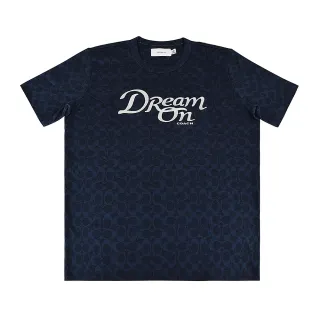 【COACH】COACH專櫃款 DREAM刺繡LOGO刺繡印花設計純棉短袖T恤(海軍藍)