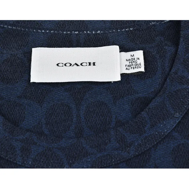 【COACH】COACH專櫃款 DREAM刺繡LOGO刺繡印花設計純棉短袖T恤(海軍藍)