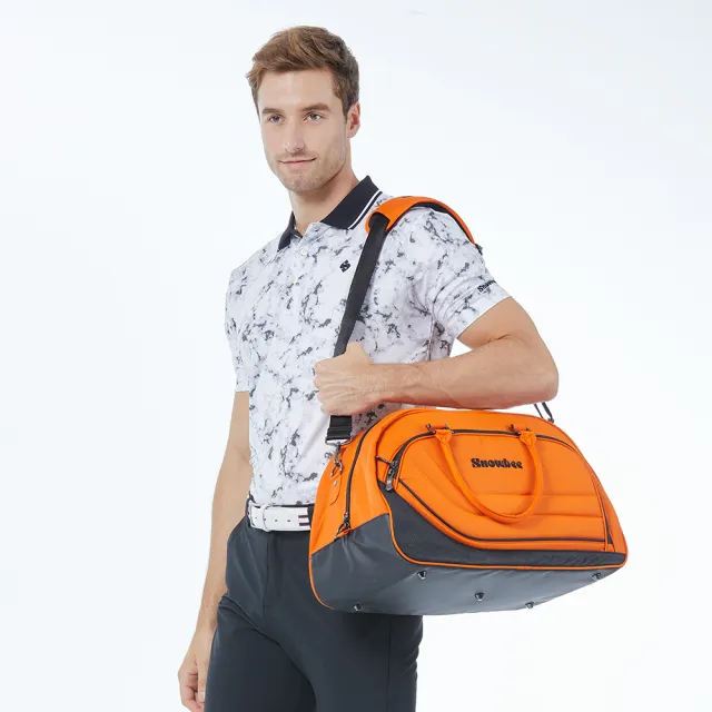 【Snowbee 司諾比】Snowbee 摩登時尚風範高爾夫衣物袋-橘(球袋、行李袋、肩背包 杜邦防潑水 好清洗)