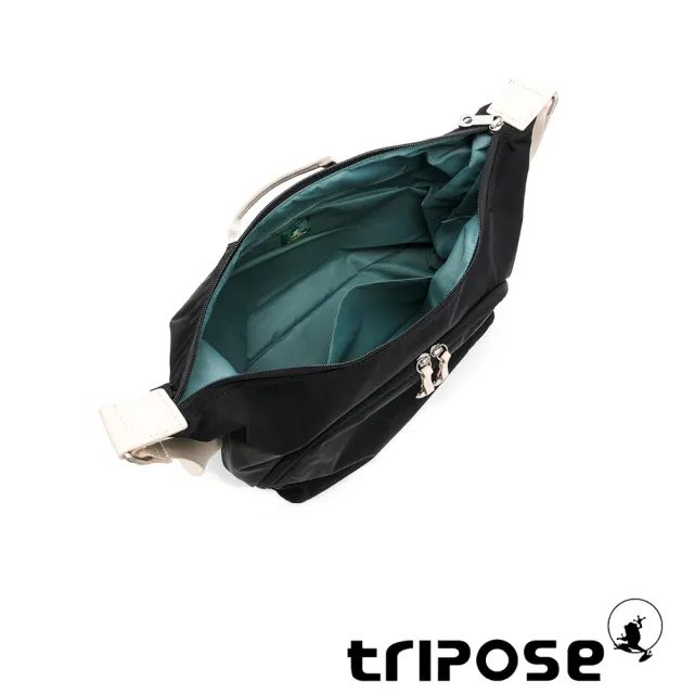 【tripose】MEMENTO微皺尼龍牛角斜背包-大(潮感黑)