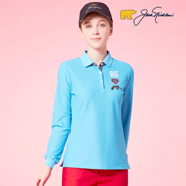 【Jack Nicklaus 金熊】GOLF女款彈性吸濕排汗POLO衫/高爾夫球衫(藍色)