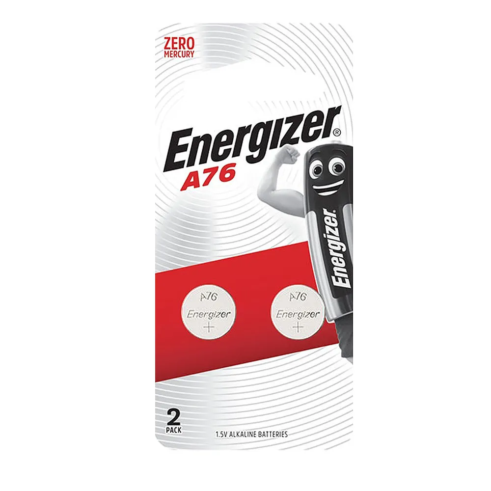 【Energizer 勁量】鈕扣型A76鹼性電池 24顆 吊卡裝(1.5V鈕扣電池LR44)