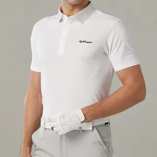 【GoPlayer】男短袖上衣-條紋領白(高爾夫球衫 polo衫 運動衫)