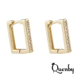 【Quenby】韓國簡約日常上班族最愛方形帶鑽耳環/耳扣(飾品/配件/