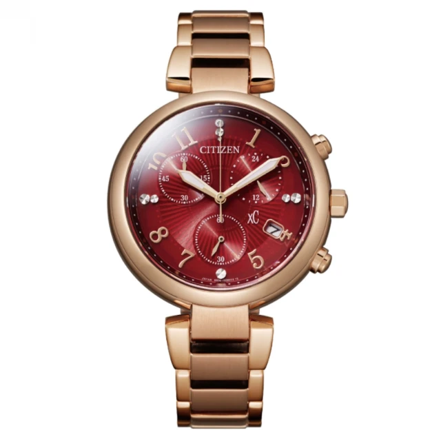 【CITIZEN 星辰】亞洲限定款 xC系列 玫瑰金 光動能時尚計時腕錶 母親節 禮物(FB1453-55W)