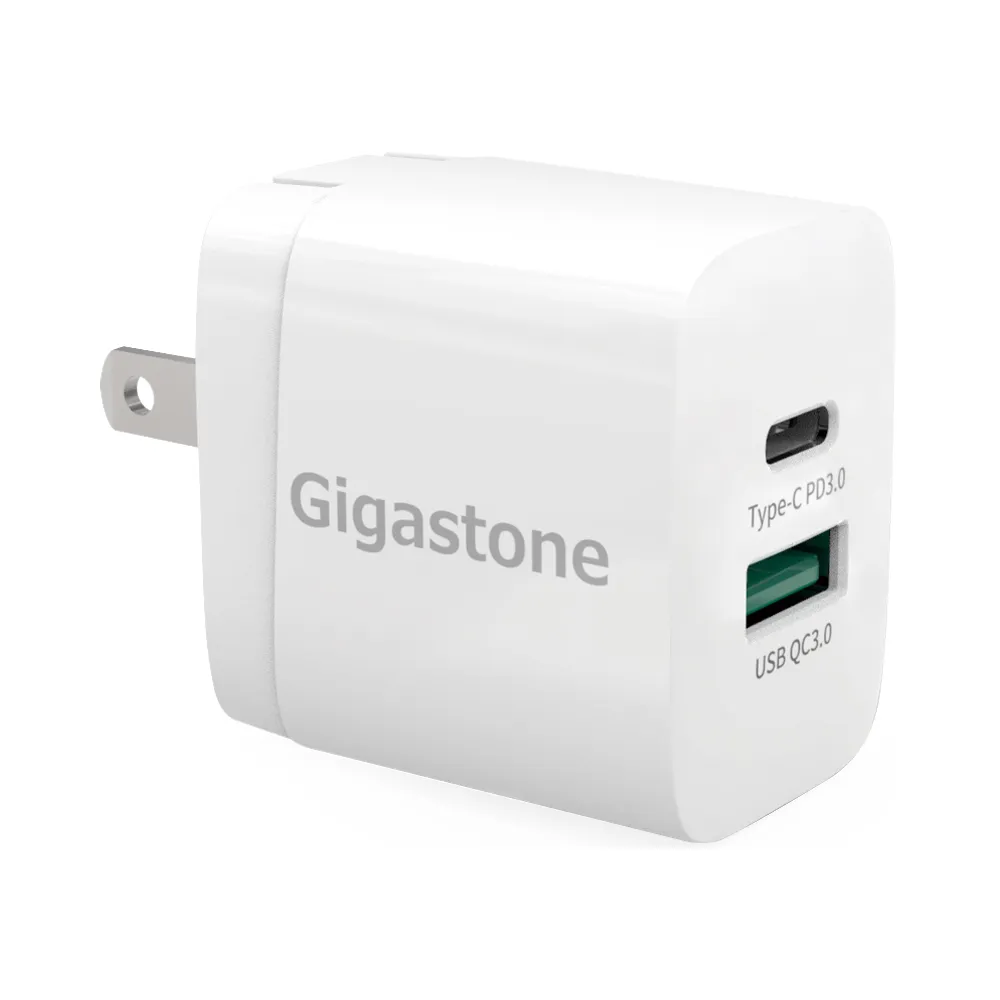 【GIGASTONE 立達】PD/QC3.0 20W雙孔急速快充充電器 PD-6200W(支援iPhone15/14/13/12手機快充充電頭)