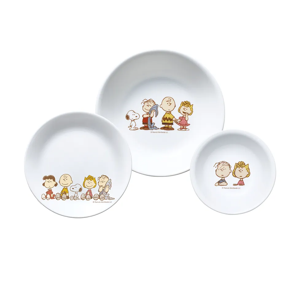 【CorelleBrands 康寧餐具】SNOOPY FRIENDS 3件式碗盤餐具組(C04)