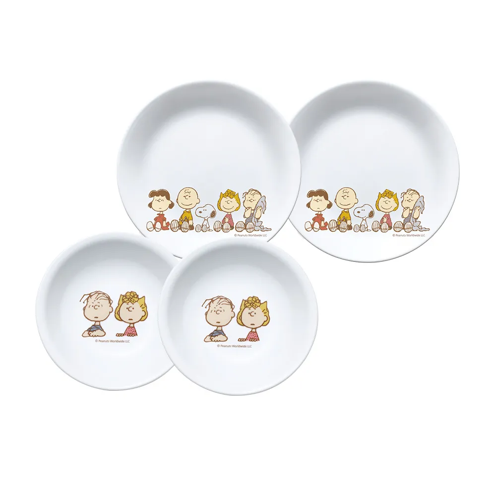 【CorelleBrands 康寧餐具】SNOOPY FRIENDS  4件式碗盤餐具組(D02)