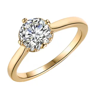 【Aphrodite 愛芙晶鑽】璀璨閃耀單鑽造型戒指(黃金色)