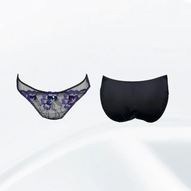 【Swear 思薇爾】午夜仙境系列M-XL蕾絲刺繡低腰三角女內褲(黑色)