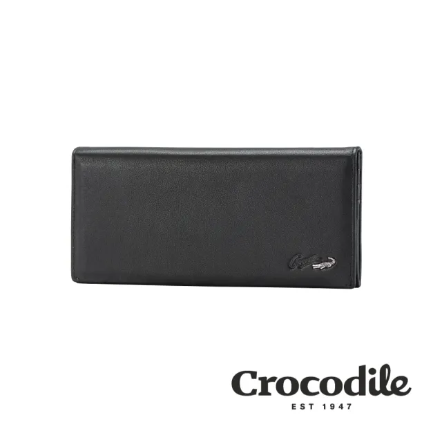 【Crocodile】鱷魚皮件 真皮皮夾 長夾 錢包 13卡 拉鍊多置物男夾-0103-09401-01(Noble系列)