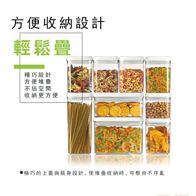 【Felli 飛綠】易百拉方形密封罐800mlx3(買一組再送一組)