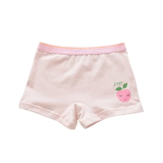 【橘魔法】（5件一組）粉嫩水果印花平口內褲(平角內褲 女童 貼身衣物 童裝 兒童 內褲)